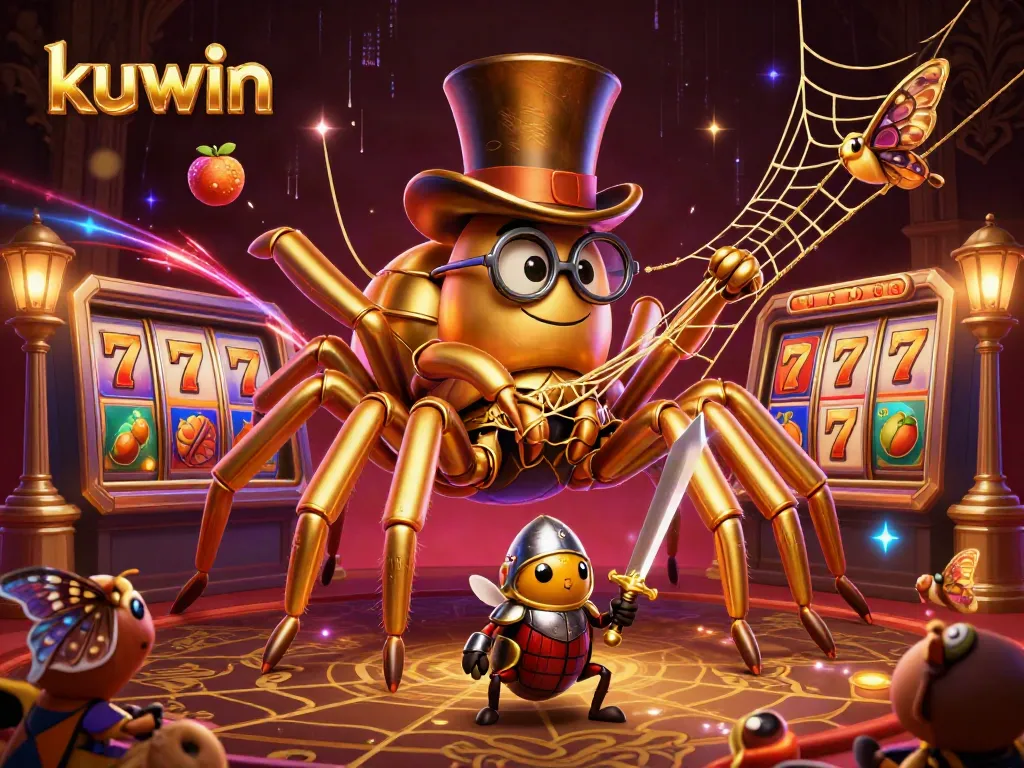 Kuwin offers thrilling slot action featuring a golden tarantula, beetle knight, and vibrant game elements.