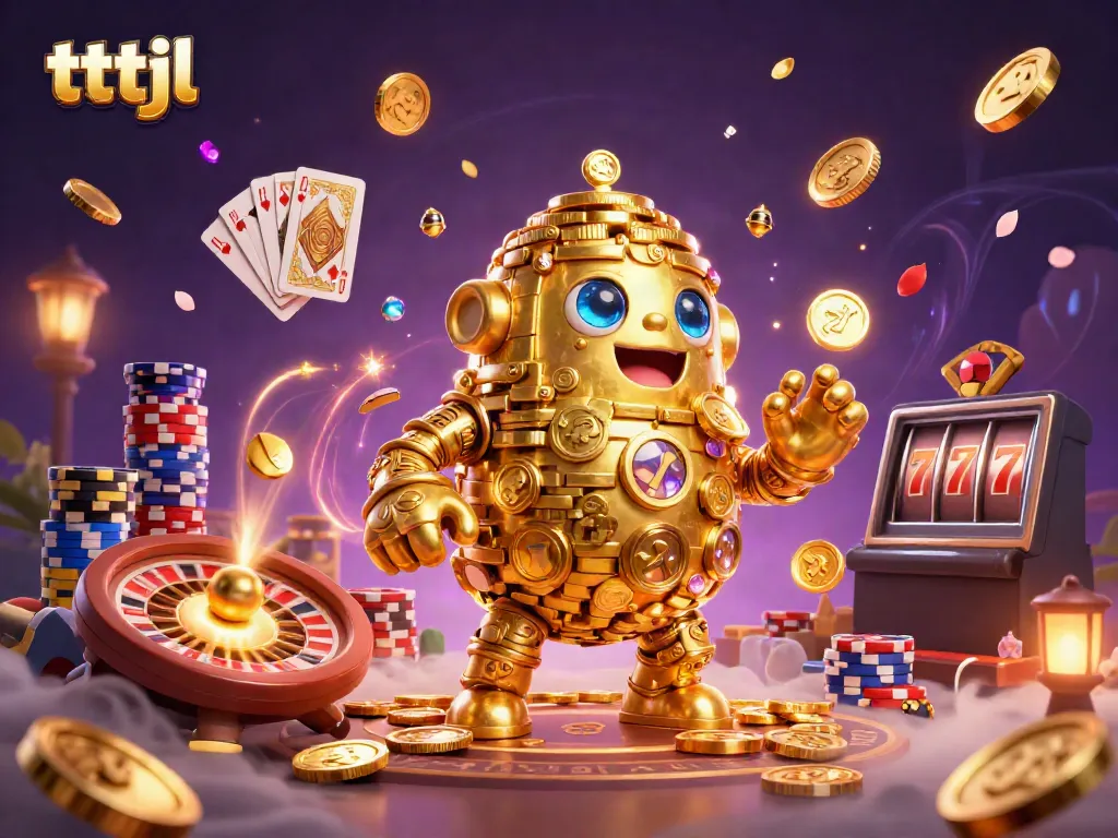 Engage in thrilling gameplay with the mystical tttjl golden golem amidst cascading coins.