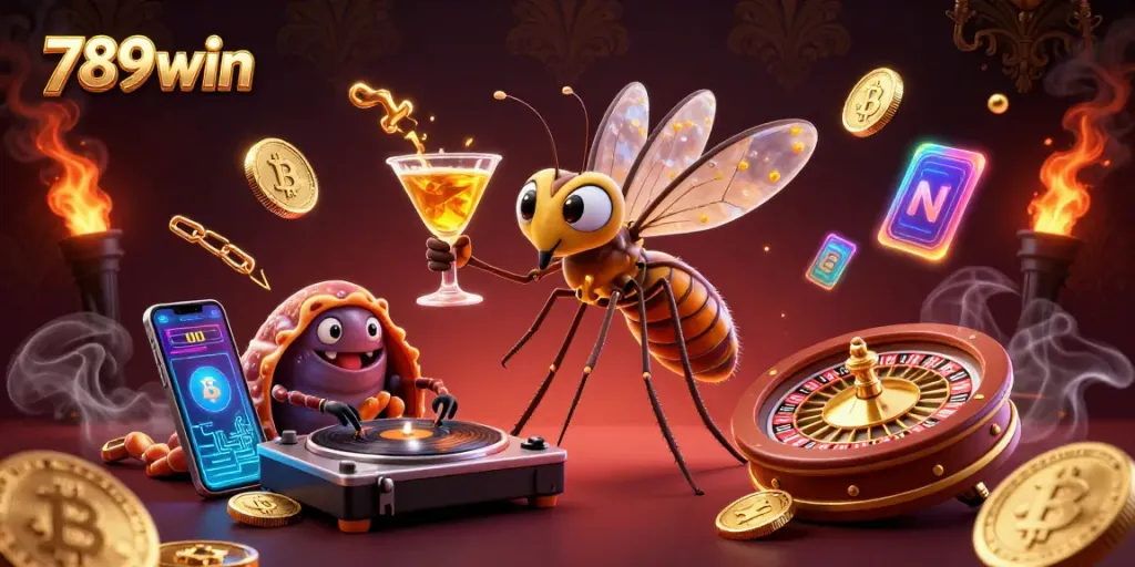 Experience exciting casino adventures with 789win alongside vibrant digital elements and characters.