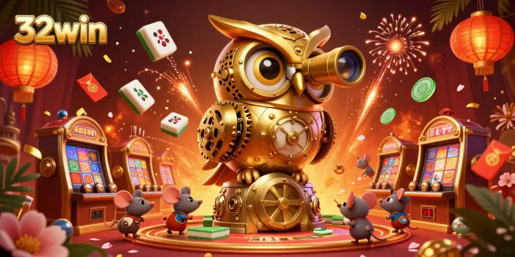 Explore the vibrant casino scene of 32win with animated characters and dynamic gaming elements.