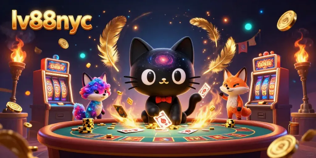 Experience the vibrant excitement of lv88nyc with a cosmic casino scene featuring dynamic characters and animated elements.