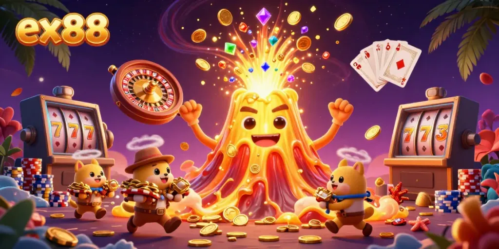 Experience the thrilling eruption of treasure in the ex88 casino adventure scene.