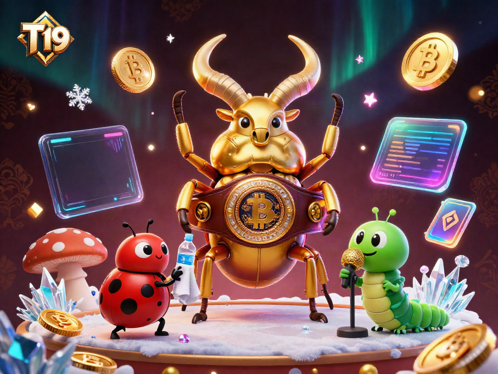 Engage with T19 at the vibrant digital casino boxing match featuring unique characters and crypto elements.