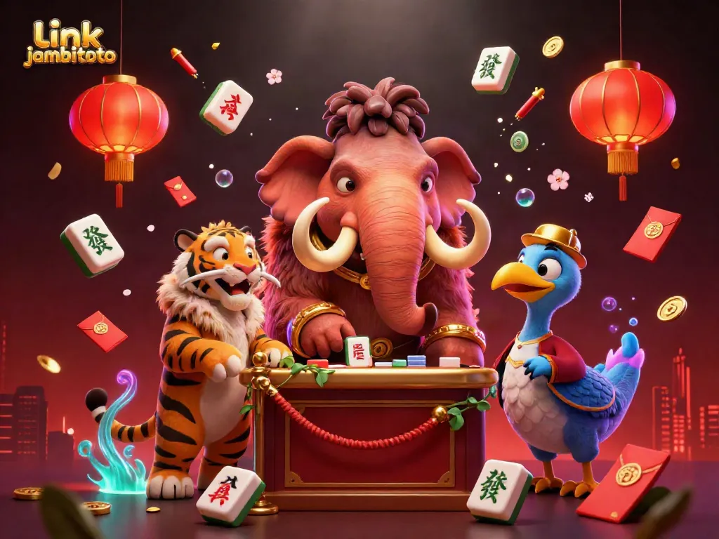 Experience the magic of link jambitoto in this vibrant gaming scene with dynamic casino characters.