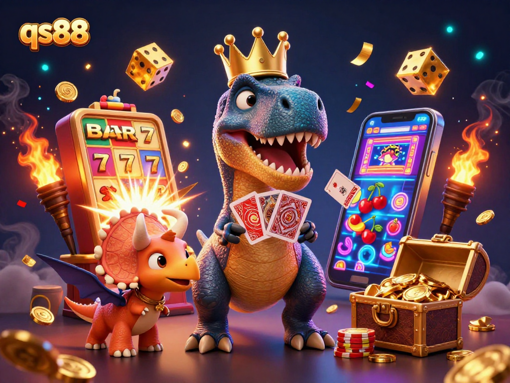 Engage with qs88's vibrant casino world featuring fun dinosaurs, exploding jackpots, and endless adventures.