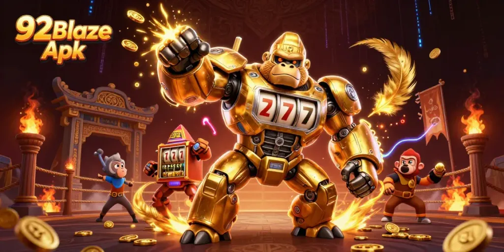 Engage in thrilling gameplay scenarios with the 92 Blaze Apk in this vibrant illustration.
