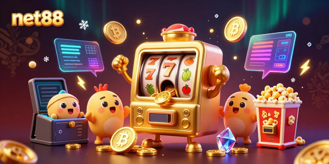 Engage in thrilling gameplay at net88 with an animated golden slot machine hitting the jackpot.