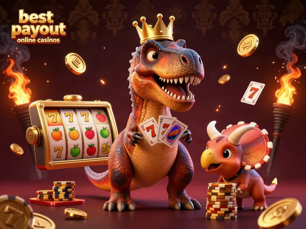 Engage with the best payout online casinos through T-Rex card shuffling and chip stacking fun.