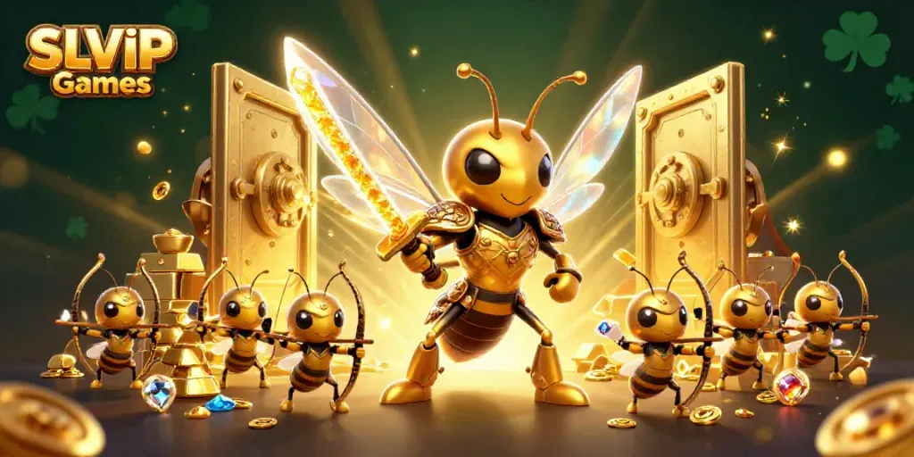 Engage with SLVIP Games featuring dynamic 3D characters and vibrant casino elements.