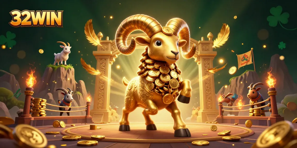 Experience the excitement of 32WIN's dynamic gaming scene filled with rich elements and golden visuals.