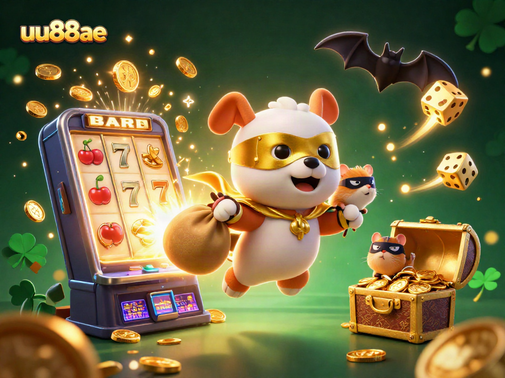 Experience thrilling wins with uu88ae, featuring a superhero dog and dazzling casino elements in action.