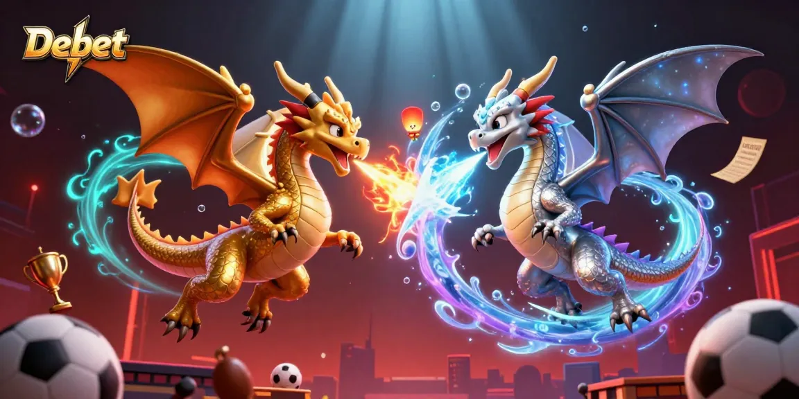 Engage in thrilling sports betting adventures with Debet featuring dynamic dragons and vibrant game elements.