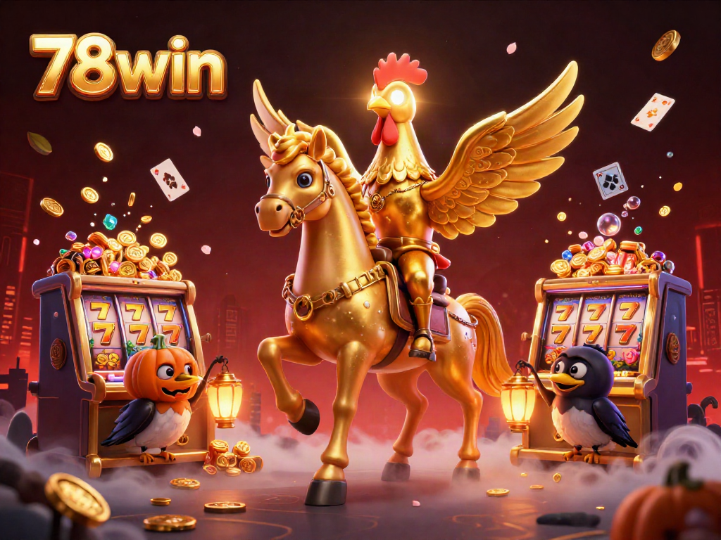 Experience thrilling casino action with 78win featuring a golden rooster and vibrant gaming elements.