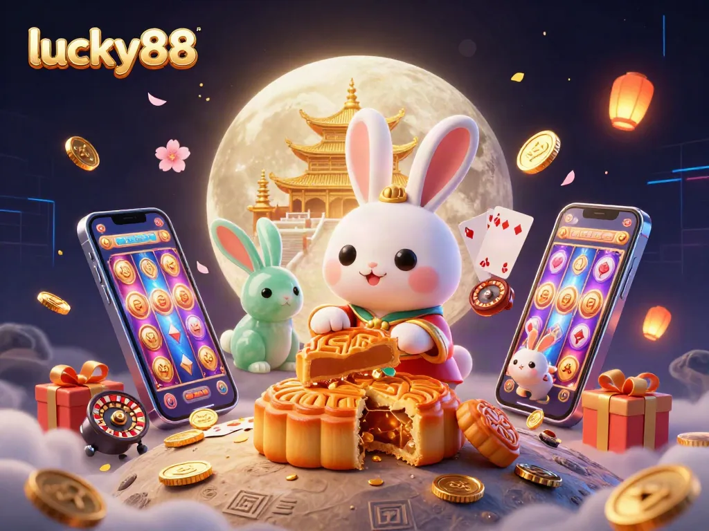 Spin the reels and win big with lucky88 in this vibrant 3D casino illustration featuring rewards.